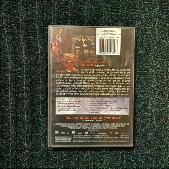 VGT DVE: The Recruit (DVD, 2003), Al Pacino, Colin Farrell  Al Pacino Roger Dona - Picture 2 of 3